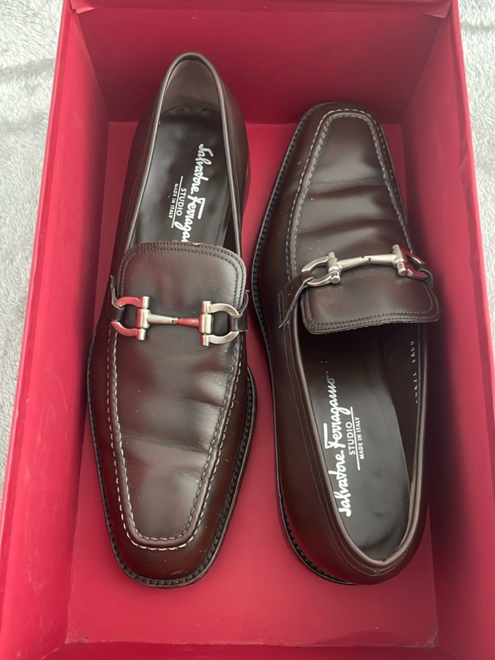 Salvatore Ferragamo Men's Dark Brown Leather Horsebit Loafers